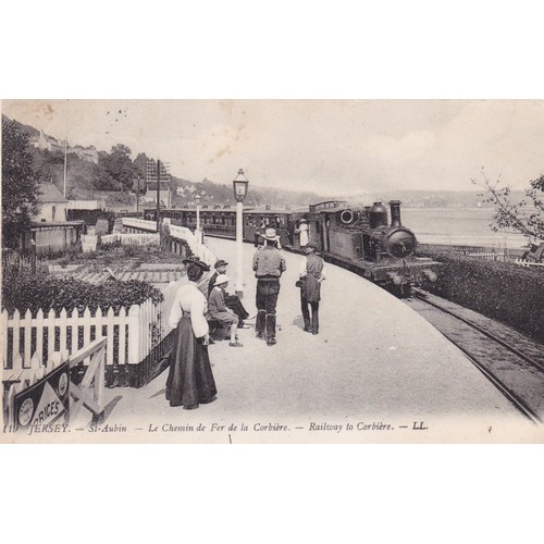 13 - Jersey LL series postcard, 119 black and white, green back, The Railway to Corbiere. Channel Islands... 