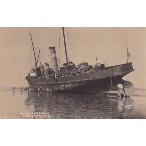 11 - Real photographic Jersey shipwreck postcard, SS Attala, October 3rd 1925, published by Albert Smith ... 