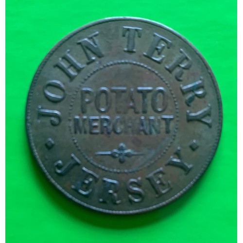 16 - John Terry Potato Merchant, Jersey, 1 shilling brass token, 26mm (Mc Gammon C85).