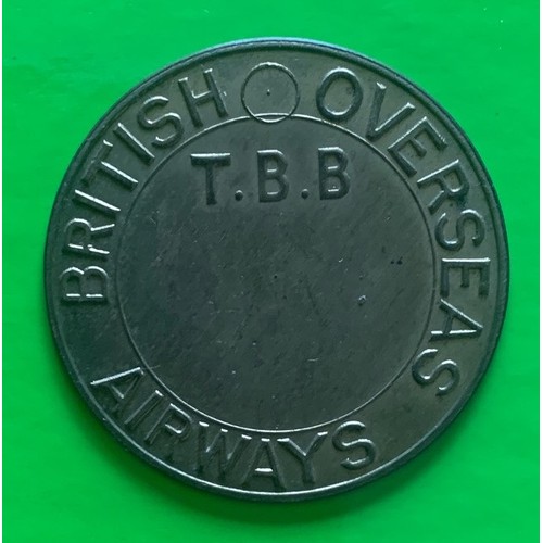 25 - British Overseas Airways brass token, stamped T.B.B