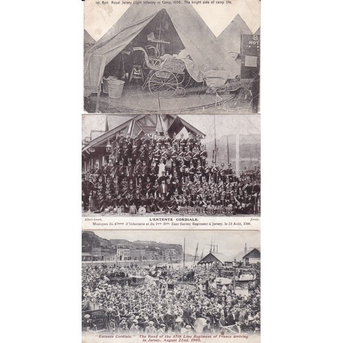 28 - Jersey Militia camp postcard, plus two others of Jersey Military interest (3).