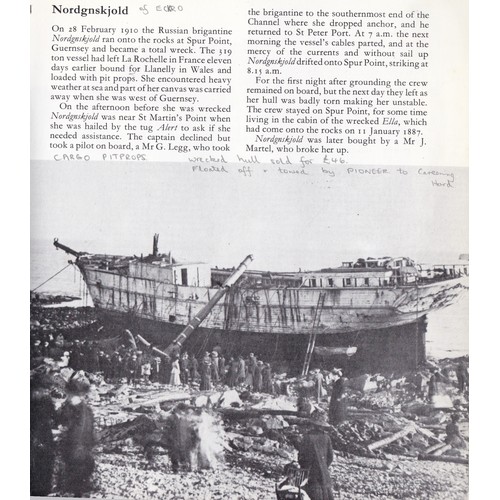 34 - Real photographic Guernsey shipwreck postcard by Woodwards, The Nordenskjold off Spur Point, Guernse... 