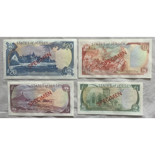 27 - A collection of four Jersey Specimen banknotes, £20, £10, £5 and £1, Signatory May (4).