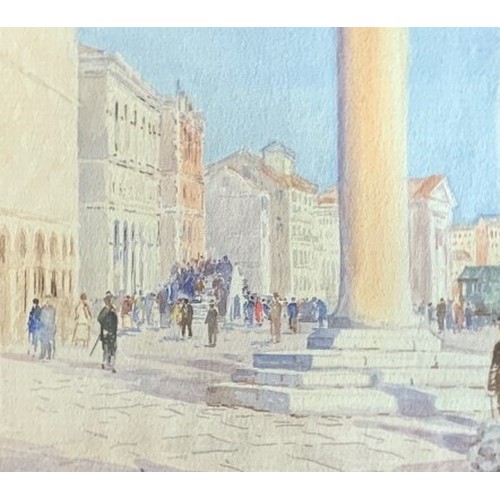 13 - Arthur Bassett Waller (British 1882-1974) Tourists in a Venetian square, watercolour, signed, 56 x 3... 