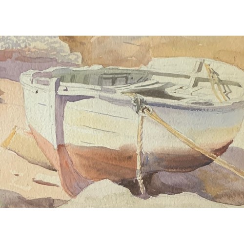 12 - Arthur Bassett Waller (British 1882-1974) Sark fishing boats, watercolour, signed, 35 x 56 cm.