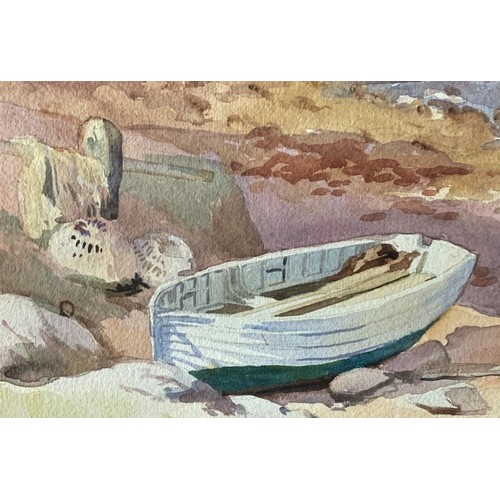 12 - Arthur Bassett Waller (British 1882-1974) Sark fishing boats, watercolour, signed, 35 x 56 cm.