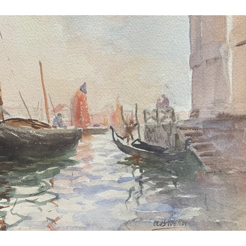 14 - Arthur Bassett Waller (British 1882-1974) Entrance to Grand Canal, Venice, watercolour, signed, 35 x... 