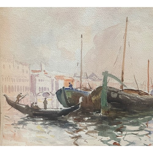 14 - Arthur Bassett Waller (British 1882-1974) Entrance to Grand Canal, Venice, watercolour, signed, 35 x... 