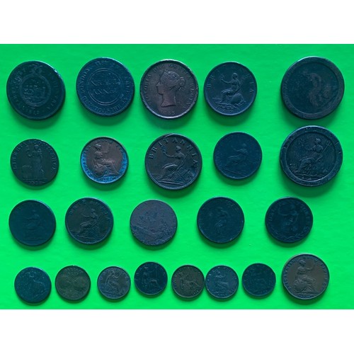 63 - A collection of various copper coins and Tokens (23).