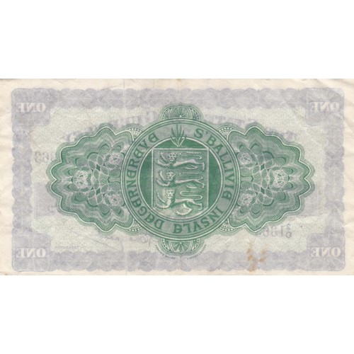 93 - States of Guernsey Banknote, One Pound 1st August 1945, Treasurer L.Guillemette.