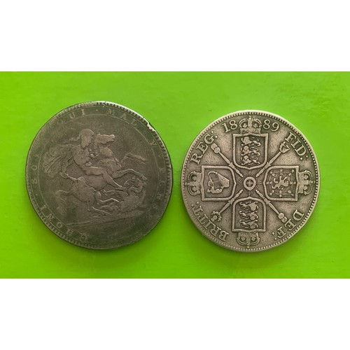 78 - 1820 Crown & 1889 Double Florin (2).