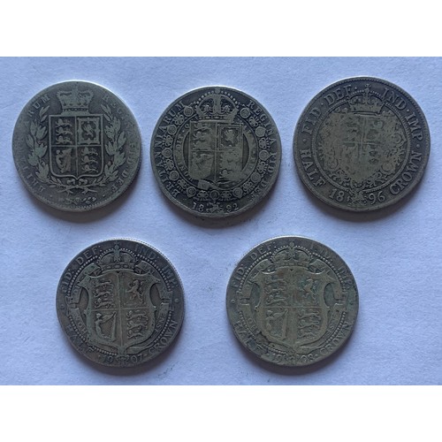 98 - Five British Half Crowns, 1840, 1892, 1896, 1907, 1908 (5).