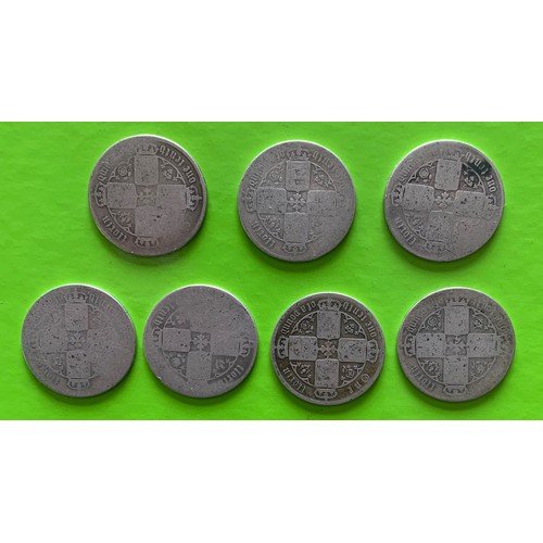 81 - Gothic Florins, 1853, 1858, 1864, 1867, 1869, 1874, 1886 (7).