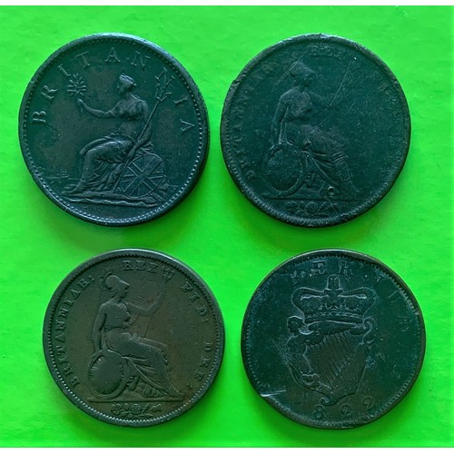 82 - Four Pennies, Britain 1807, 1825, 1831/Ireland (4).