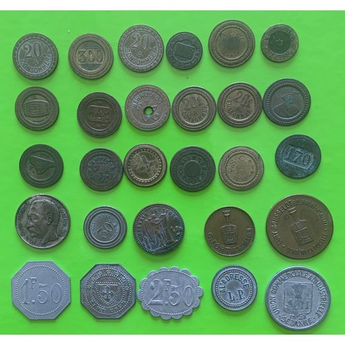 88 - A collection of twenty-eight France Tokens, mainly used for consomme/soup (28).