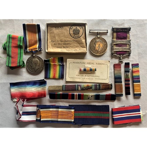 111 - Two Chinese Opium wars battle bars, Pekin 1860 & TAKU FORTS 1860, together with two WWI medals, one ... 