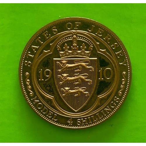 124 - States of Jersey King George V model 4 shillings coin dated 1910.