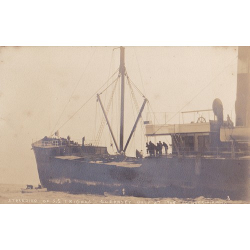 149 - Real photographic postcard by Guerin, The stranding of SS Trignac Guernsey, July 27th 1905,