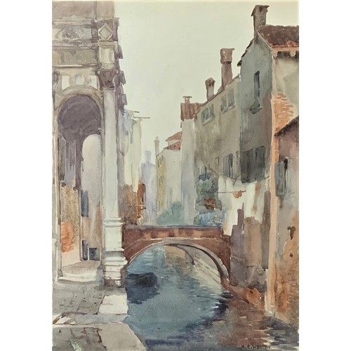 37 - Alice Emily Weston (Waller) (British 1884-1973) An Old Venetian Doorway & Rio S. Roco, Venice, water... 