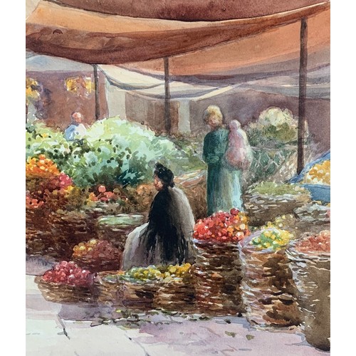 50 - Arthur Bassett Waller (British 1882-1974) The flower market Venice, watercolour, signed, unframed, 2... 