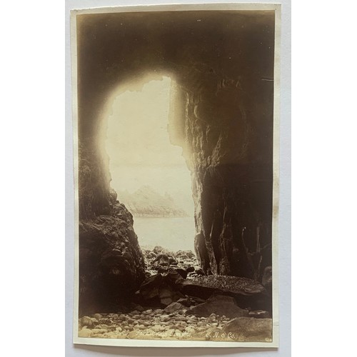 126 - Three Sark photographs by Carl Norman circa 1890's, The bridge over Creux Harbour, Looking out from ... 