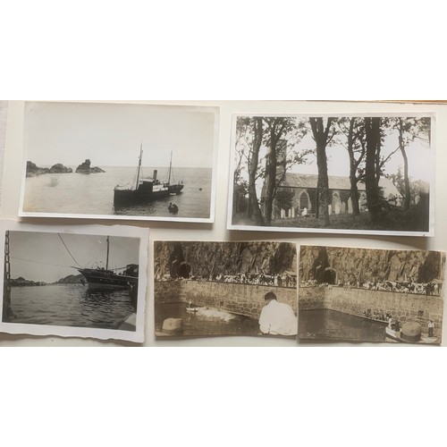 127 - A collection of holidaymaker's family small photographs, taken from a personal album, views include ... 