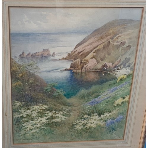 149 - Ethel Sophia Cheeswright, (British 1874-1977) View from the cliffs of Sark, watercolour, signed, 49 ... 