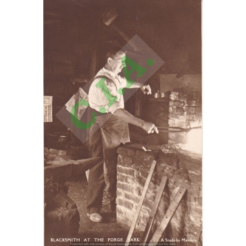 97 - A collection of five real photographic postcards by Masters, Blacksmith at the Forge, Sark, Beaurega... 