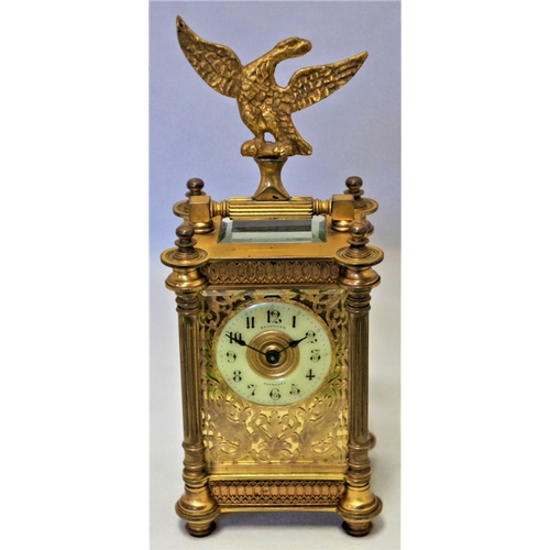 58 - A good Victorian travelling gilt brass and five glass carriage clock complete with original case, th... 