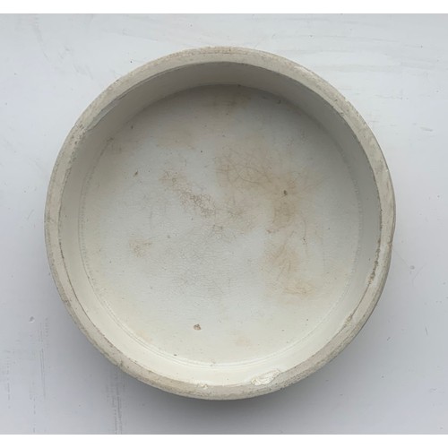 36 - Prattware Pot Lid, Blind Man's Buff, 9 cm diameter.