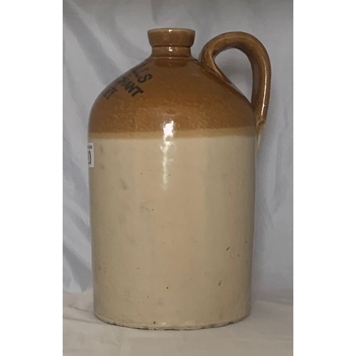 20 - A very rare stoneware two tone  flagon, J.L.Pells Wine Merchant Guernsey circa 1890, 32 cm high.