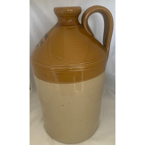 30 - A vey rare Guernsey stoneware two-tone flagon, with black transfer, G.F. Baber 14 Fountain Street Gu... 