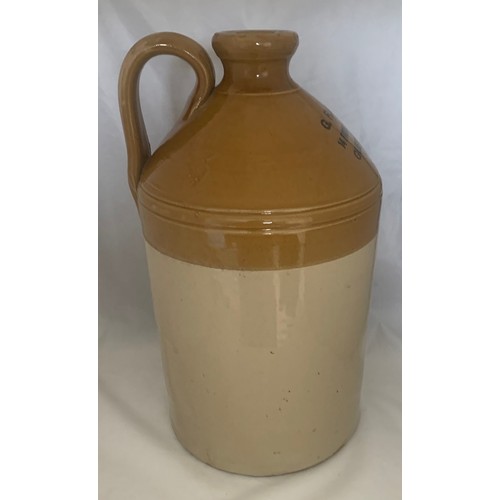 30 - A vey rare Guernsey stoneware two-tone flagon, with black transfer, G.F. Baber 14 Fountain Street Gu... 