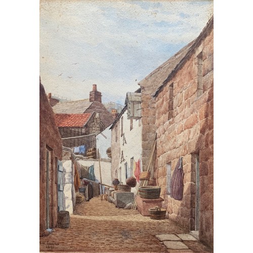 86 - Sarah Bright Lucas (19th century), Fisherman's Alley, Polperro, Cornwall & A quiet corner watercolou... 