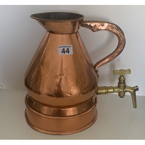 44 - A Victorian copper Gallon size ale jug with later dummy brass tap, by L.Lumley & Co. 1 America Squar... 