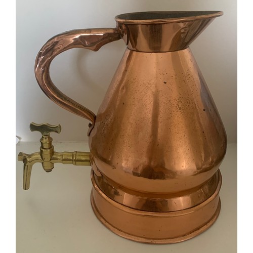 44 - A Victorian copper Gallon size ale jug with later dummy brass tap, by L.Lumley & Co. 1 America Squar... 