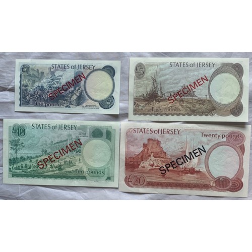 104 - Jersey Specimen Banknotes, £1, £5, £10 & £20 (4).