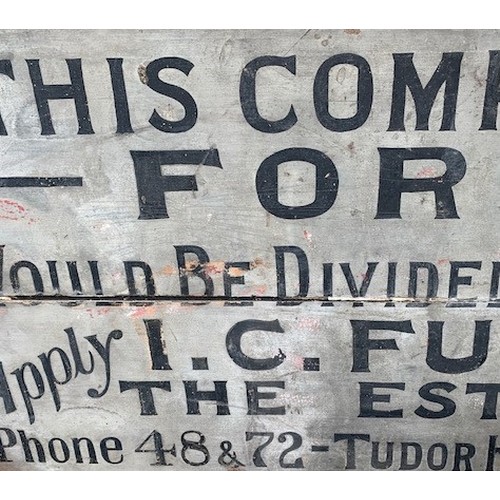 42 - Guernsey Advertising interest - A vintage painted wooden Guernsey advertising signboard, 'I.C.Fuzzey... 