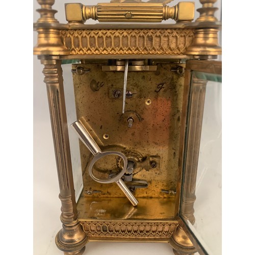 58 - A good Victorian travelling gilt brass and five glass carriage clock complete with original case, th... 