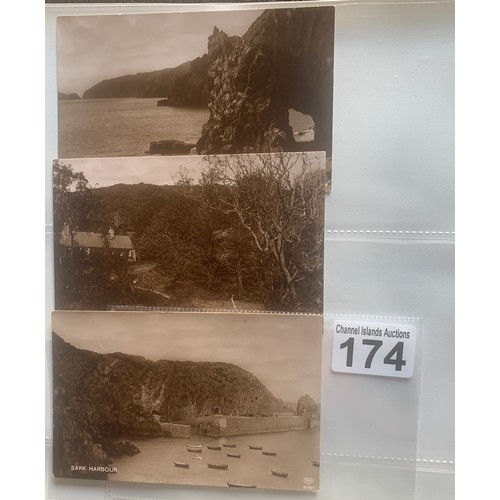 174 - Three EAS series Sark real photographic postcards, Sark Harbour, Dixcart Bay Sark and Baker's Valley... 