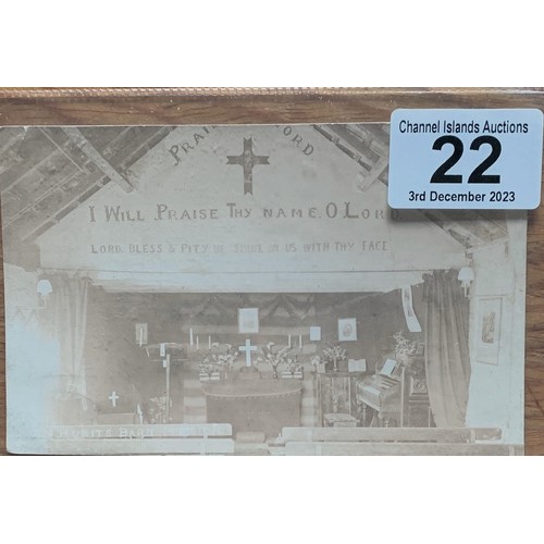 22 - Real photographic postcard, Hubits Lanes Mission, Hubits Barn St Martins Guernsey (Rare).