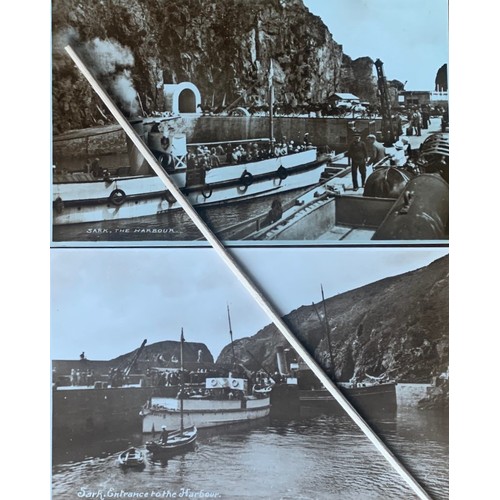 38 - Collection of Sark shipping interest postcards, ships arriving at Creux Harbour Sark, interior of ha... 