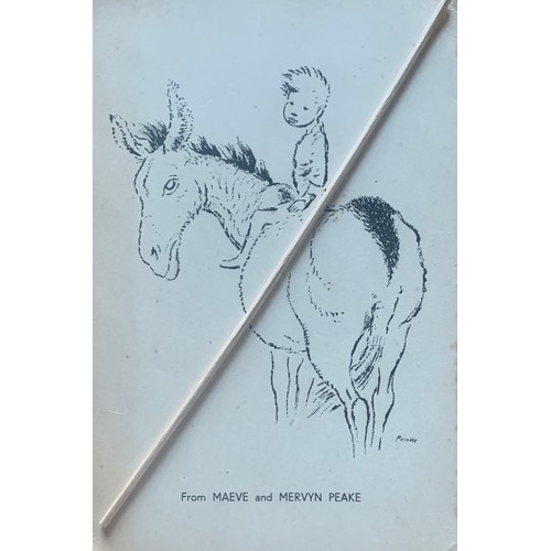 52 - Sark Artists Group interest - A printed greetings card, the front with drawing of a child on a horse... 