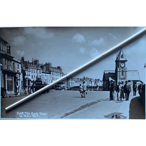 61 - A rare real photographic postcard, by W. & E.Bailey, The Weighbridge Clock Tower Guernsey, with petr... 