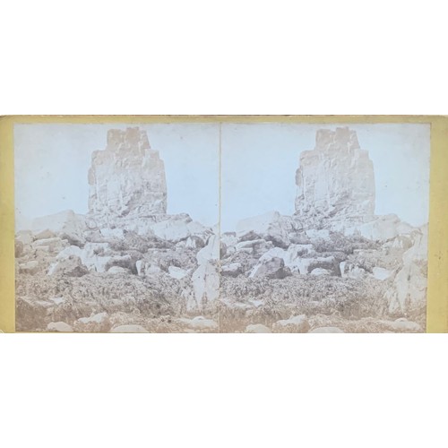 79 - Late 19th century Stereo view card by T.B.Hutton, Guernsey, The Grand Autelet Rock Sark.