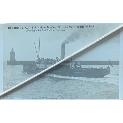 87 - Real photographic  by Thomas Bramley -  Guernsey C.I. - Paddle Steamer Helper leaving St Peter Port ... 