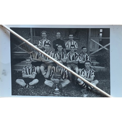 97 - Postcard size photograph, St Martins Guernsey Football Club, Mauger cup winners1947-48 with  key of ... 