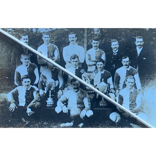 99 - Real photographic postcard, Guernsey Northerner's Athletic Club football team with trophies 1907-08.