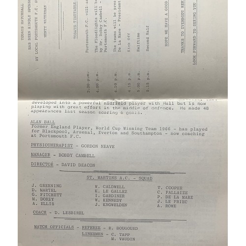 105 - Football programme - St Martins AC Guernsey 1983, Official Opening of Floodlighting, St Martins A.C.... 