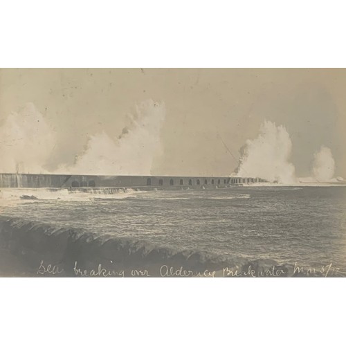 117 - Real photographic postcard by C.R. le Cocq, Alderney Breakwater.